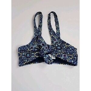 Loft Beach Front Tie Bikini Top  Blue Floral Paisley NWT Small